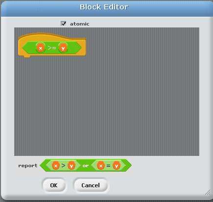 Greater than or Equal Operator Block Editor